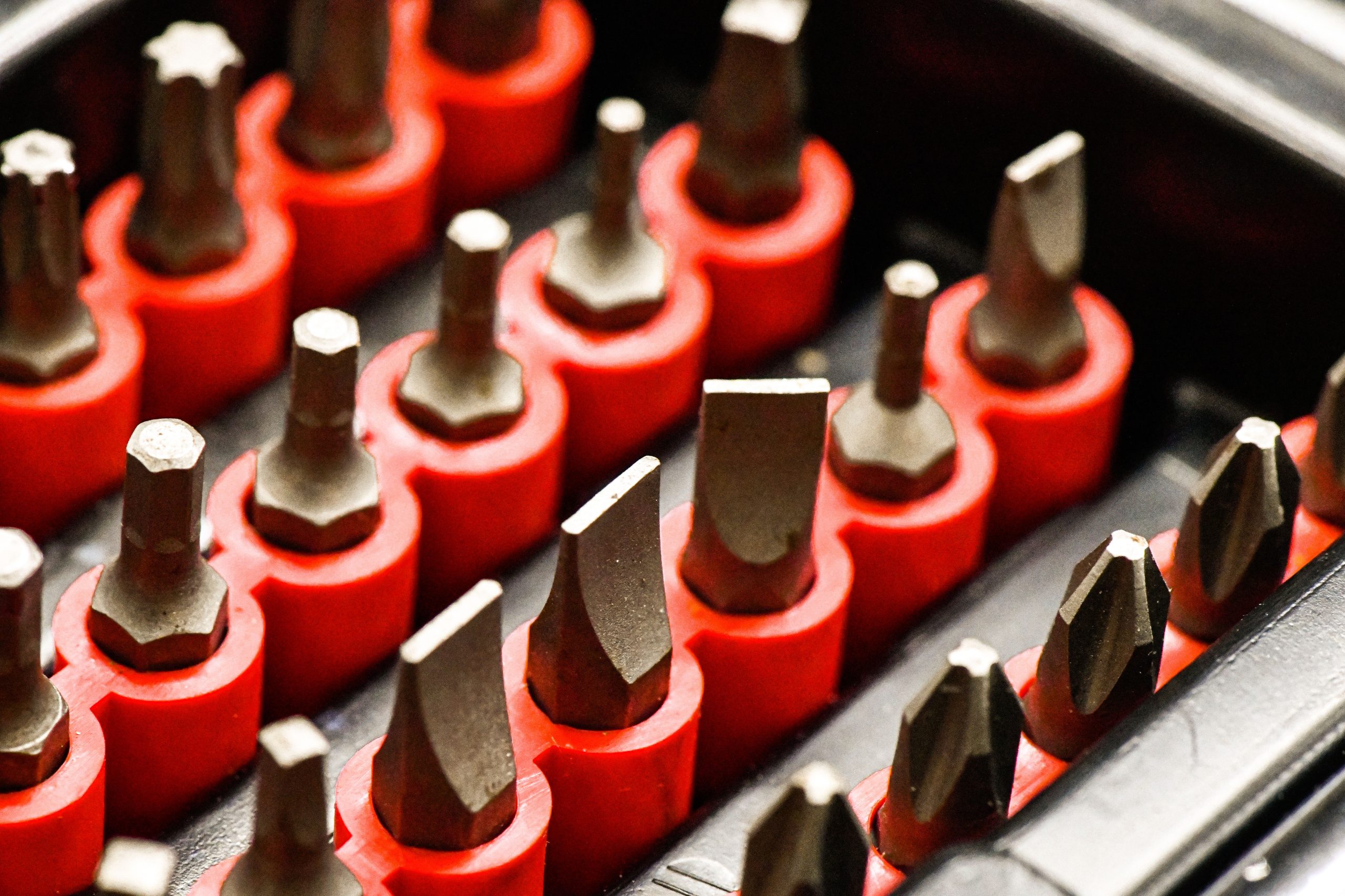 Differents embouts pz2 metal dans supports rouges